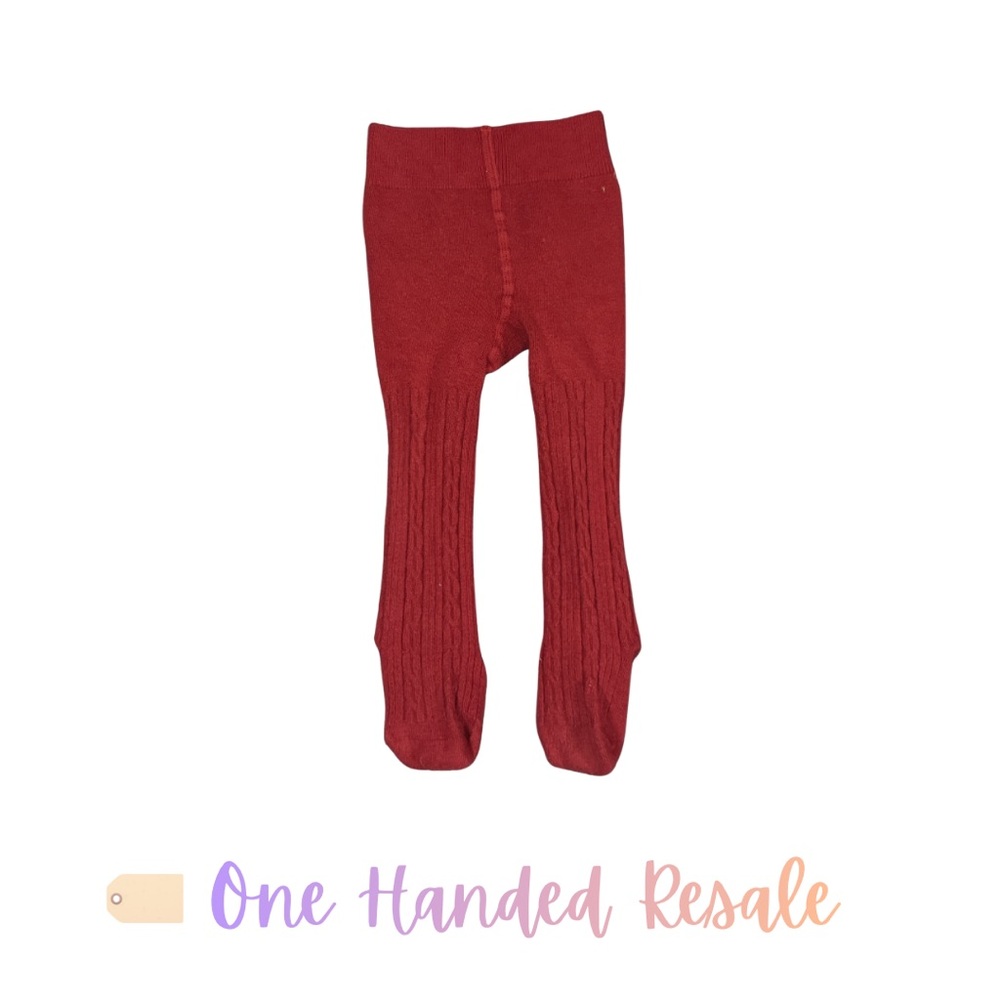 🌹 Dark Red Cable Knit Warm Tights 12-18M (Approximately)